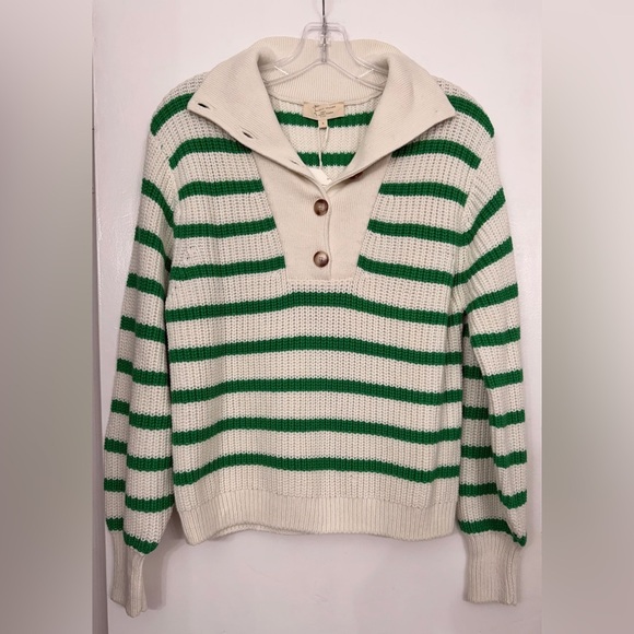 NWT Sézane Kyam Jumper Sweater Ecru & Green Size Small - Picture 4 of 8